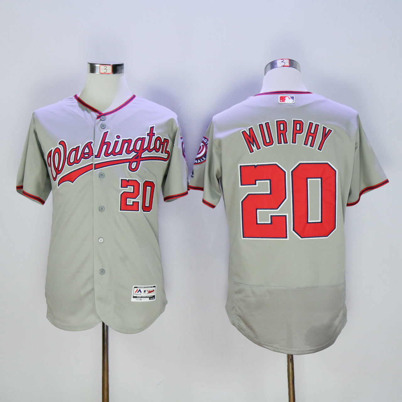 Men Washington Nationals 20 Murphy Grey MLB Jerseys